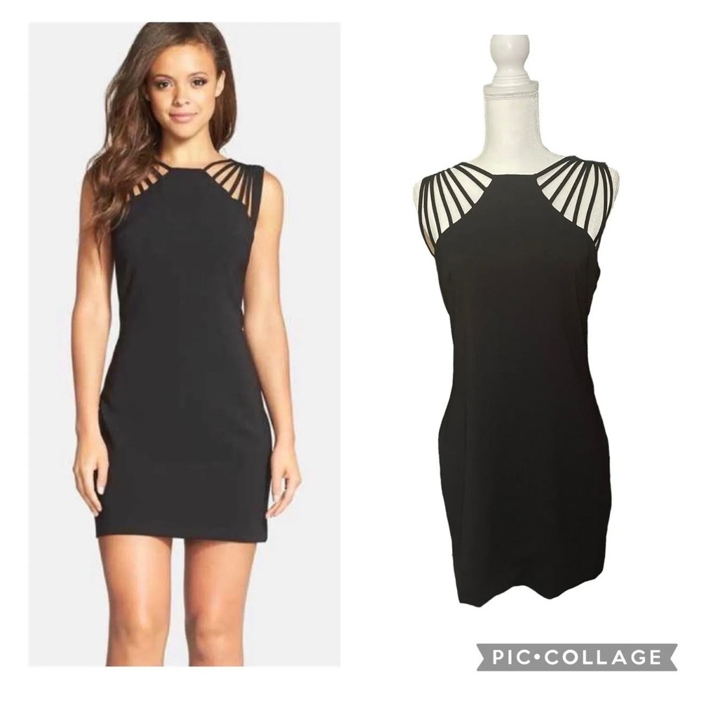 Dress the Population Cora Strappy Shoulder Sheath Dress Black Size Medium - GUC